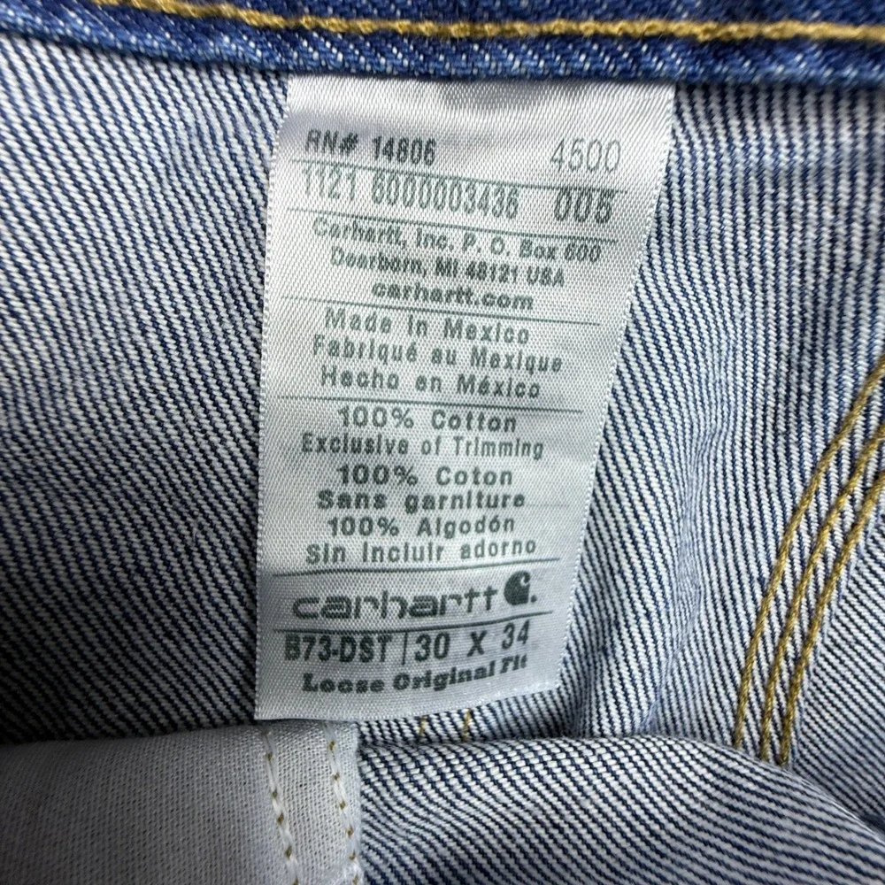 Carhartt Double Front Washed Logger Dungaree Jeans B73 DST Darkstone 30x34 NWT